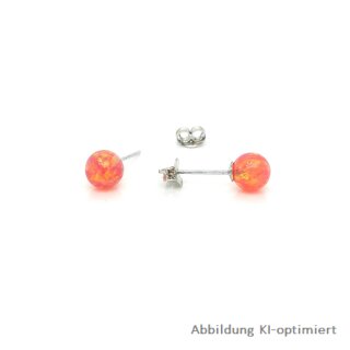 Kugelohrstecker echt Silber 925 synth. lachsfarbener Opal 6mm