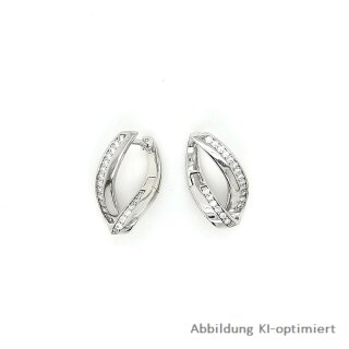Creolen verschlungen mit Zirkonia echt Silber 925 Glanz 20x10mm
