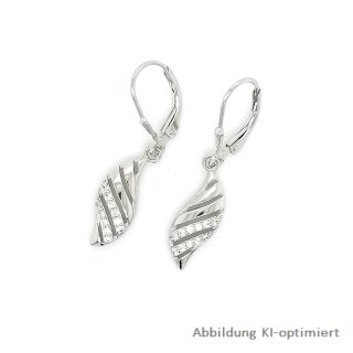 Ohrpendel Ohrgehänge mit Zirkonia echt Silber 925 Glanz 34x7mm