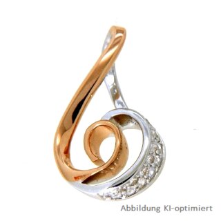 Anhänger Kringel bicolor rot/weiß Zirkonia 20x11mm