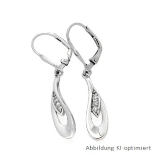 Ohrpendel Tropfen mit Zirkonia echt Silber 925 Glanz 38x6mm