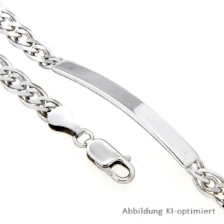 Identband Doppel-Panzerarmband für Herren mit polierter Gravurplatte Silber 925 Länge 21cm