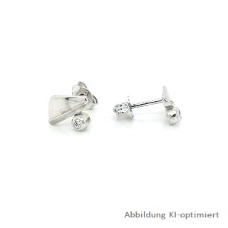 Ohrstecker mit Zirkonia, 333 Weißgold,poliert,mattiert 9x6mm
