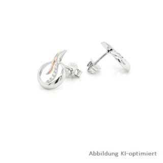 Ohrstecker mehrfarbig rot/weiß Zirkonia echt Silber 925 Glanz 15x10mm