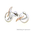 Ohrstecker mehrfarbig rot/weiß Zirkonia echt Silber 925 Glanz 15x10mm