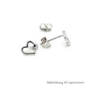 Kleine Ohrstecker Doppelherz Zirkonia echt Silber 925 Glanz 6x5mm