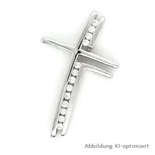 Gleiter Anhänger Kreuz mit Zirkonia echt Silber 925 matt/Glanz 24x15mm