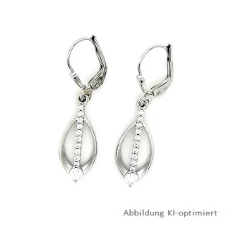 Ohrhänger echt Weißgold mit Zirkonia 31x8mm
