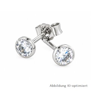 Ohrstecker 925 Silber rhodiniert mit Zirkonia – ca. 4 mm