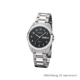 Regent Herrenuhr Saphirglas Wochentag Datum schwarzes Ziffernblatt 10 Bar - F1186