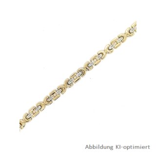 Armband Fantasie bicolor mit kleinen Diamanten echt Gold 585 Glanz 19,5cm