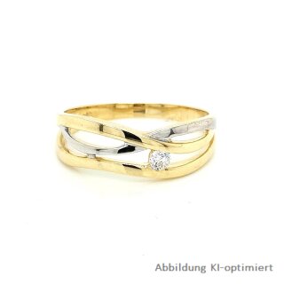 Goldring zweifarbig geflochten mit Zirkonia echt Gold 333 Glanz