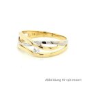 Goldring zweifarbig geflochten mit Zirkonia echt Gold 333 Glanz