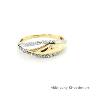 Damenring zweifarbig gelb/weiß mit Zirkonia echt Gold 333 Glanz
