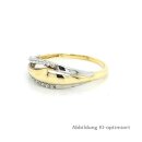 Damenring zweifarbig gelb/weiß mit Zirkonia echt Gold 333 Glanz