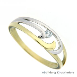 Damenring bicolor gelb/weiß mit Zirkonia echt Gold 333 Glanz