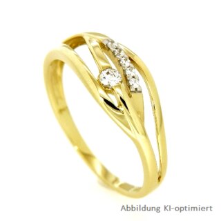 Damenring Blatt mit Zirkonia echt Gold 333 Glanz