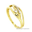 Damenring Blatt mit Zirkonia echt Gold 333 Glanz