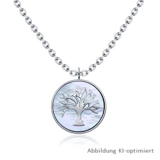 Anhänger Lebensbaum Perlmutt echt Silber 925 inkl. Kette 42cm