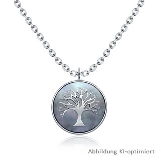 Anhänger Lebensbaum Perlmutt dunkel echt Silber 925 inkl. Kette 42cm