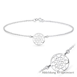Armband Blume des Lebens echt Silber 925 Glanz ca. 18cm