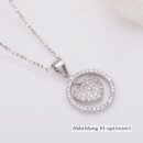 Runder Anhänger mit Herz Zirkonia echt Silber 925 Glanz inkl. Kette 45cm