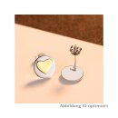 Ohrstecker rund mit vergoldetem Herz echt Silber 925 Glanz 9x9mm