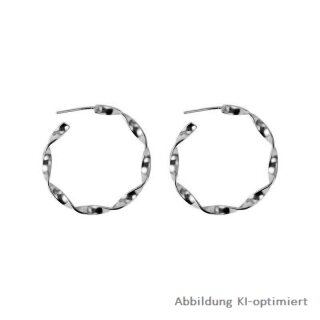 Steckcreolen gedrehter Kreis echt Silber 925 Glanz ca. 30mm