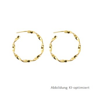 Steckcreolen gedrehter Kreis echt Silber 925 vergoldet ca. 30mm
