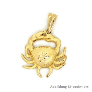 Großer Anhänger Krabbe plastisch gearbeitet echt Gold 585 matt/Glanz 34x24mm
