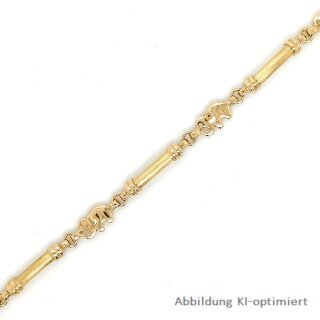 Armband vintage mit 5 Elefanten echt Gold 585 matt/Glanz Länge 18,5cm