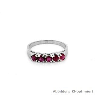 Damenring Weißgold 585 mit 5x Rhodolith Ringweite 55