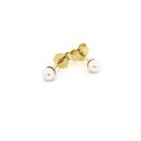 Kleine Ohrstecker Perle echt Gold 585 Glanz 4mm