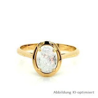 Damenring echt Gold 585 mit Opalith hell oval