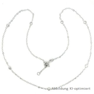 Collierkette Ankerkette echt Weißgold 585 mit 7 Zirkonia Länge 43+2cm