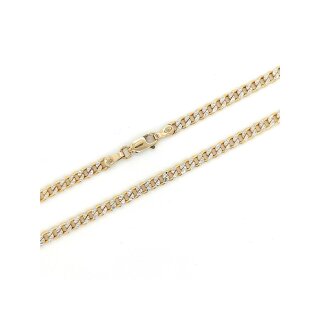Panzerkette zweifarbig echt Gold 585 halbmassiv Länge 55cm