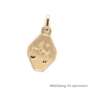 Tierkreiszeichen echt Gold 585 Achteck 14 karat 22x10mm - Waage