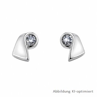 Ohrstecker mit Zirkonia echt Silber 925 matt/Glanz 7x5mm