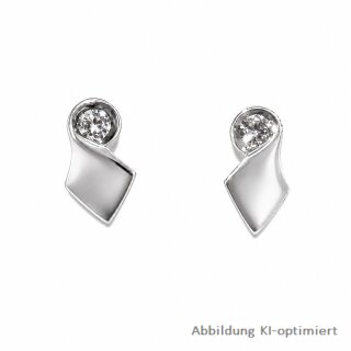 Ohrstecker mit Zirkonia echt Silber 925 matt/Glanz 8x5mm