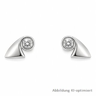 Ohrstecker mit Zirkonia echt Silber 925 matt/Glanz 8x5mm
