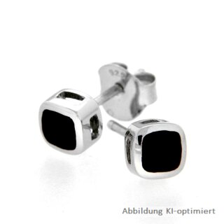 Ohrstecker quadratisch echt Silber 925 mit imit.Onix schwarz 4x4mm