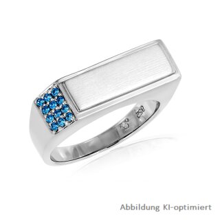 Damenring eckig Zirkonia blau echt Silber 925 matt/Glanz
