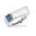 Damenring eckig Zirkonia blau echt Silber 925 matt/Glanz