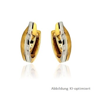 Creolen ohne Stein zweifarbig gelb/weiß echt Gold 333 Glanz 13mm