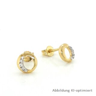 Ohrstecker Kreis Ring mit 5 Zirkonia echt Gold 333 Glanz 7mm