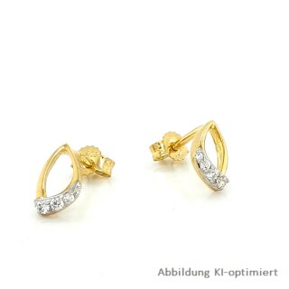 Ohrstecker filigran mit 4 Zirkonia echt Gold 333 Glanz 9x6mm