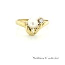 Damenring mit Perle und Zirkonia echt Gold 333 Glanz...