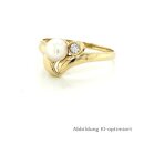 Damenring mit Perle und Zirkonia echt Gold 333 Glanz Ringweite 59