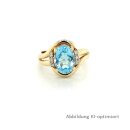 Damenring mit Blautopas und 6 Diamanten echt Gold 585...