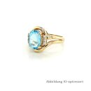 Damenring mit Blautopas und 6 Diamanten echt Gold 585 Ringweite 53
